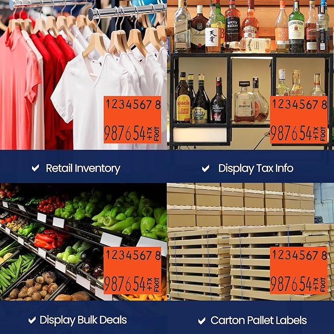 Perco Fluorescent Red Pricing Labels for Monarch 1136 Price Gun – 3 Sleeves, 24 Rolls Value Pack - 42,000 Price Marking Labels – with Ink Rolls Included