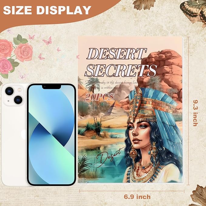 Egypt Travel Scrapbook Stickers 20 Sheets 240 Pre-Cut Washi Stickers PET Transparent Desert Book Sticker for journaling Decorative or DIY Paper Crafts Arts and Crafting Projects