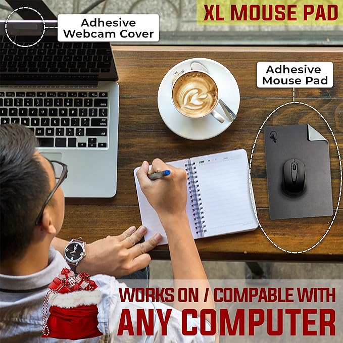 Travel Stick on Mouse Pad with Adhesive Bottom - Peel and Sticks to Any Surface - Portable (XL - Gray)