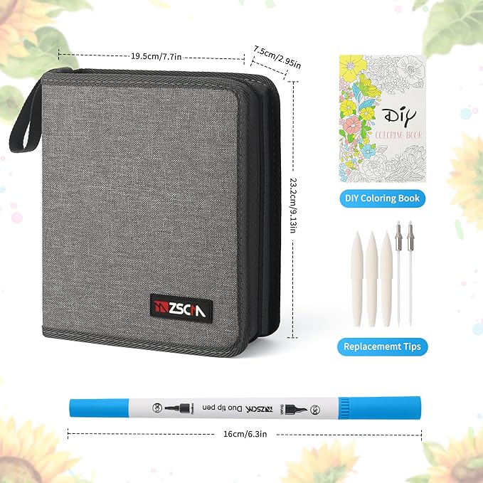 ZSCM 100 Colors Duo Tip Brush Markers Art Pen Set, Artist Fine and Brush Tip Colored Pens, for Adult Coloring Books Christmas Cards Drawing, Note taking Lettering Calligraphy Journaling