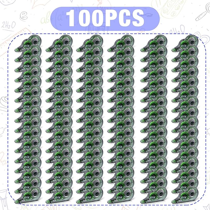 Yexiya 100 Pcs Correction Tapes Original Correction Wide Eraser Applicator Easy to Use Applicator Translucent Tapes Shows for Office Note Journal Scrapbooking, 0.2 Inch x 39.4 Feet