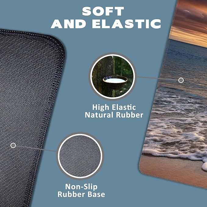 Large Mouse Pad Ocean Beach at Sunrise Extended Gaming Mouse Pad Desk Mat Stitched Edges Mousepad Non-Slip Rubber Base Keyboard Pad for Laptop Computer PC 35.4 x 15.7 inches