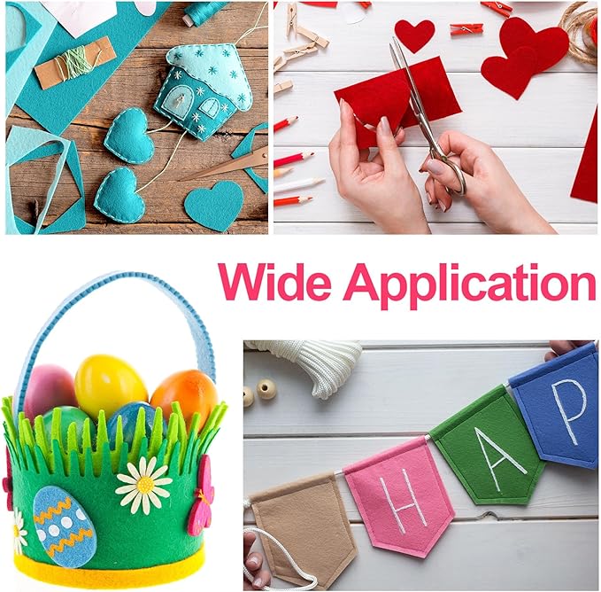 Reginary 360 Pcs Felt Fabric Sheets for Craft 12 x 8 Inch Felt Squares Bulk Assorted Color Felt Craft Sheets for DIY Sewing School Projects Patchwork Party Decoration, 40 Colors