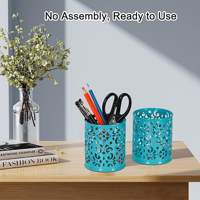 EasyPAG Pen Holder Metal Pencil Holder Cup Pencil Cup Holder for Desk Office Pen Organizer,Dark Teal
