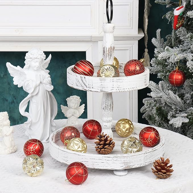 100ct Red and Gold Christmas Ornaments Set, Shatterproof Christmas Decorations for Tree Elegant Plastic Xmas Ball Ornaments with Assortment of Designs and Size for Holiday Party Deco (Red & Gold)