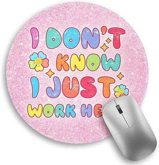 Funny Cute Mouse Pad, Round Mouse Pads for Desk, Small Mini Travel Mousepad with Non-Slip Rubber Base for Work Wireless Computer Laptop, Office Desk Accessories, 8.6 x 8.6 inch