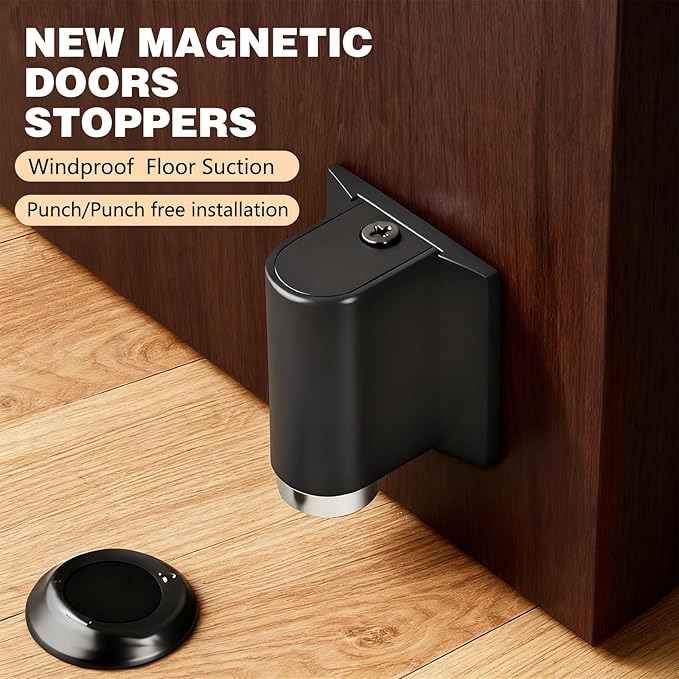 Door Wedge Stopper,2026 New Magnetic Doors Stoppers for Bottom of Door,No Drill Invisible Doorstops for Inside Door,Heavy Duty Invisible Door Stop, Magnetic Doors Catch Holder to Keep Doors Open