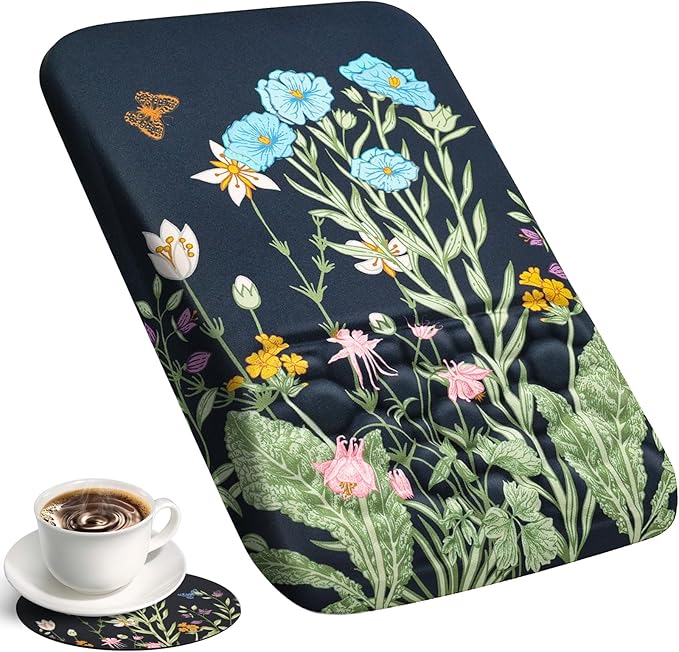 Ospelelf Mouse Pad with Wrist Rest Floral Ergonomic Comfortable Pain Relief Mousepad Wrist Support for Computer Office