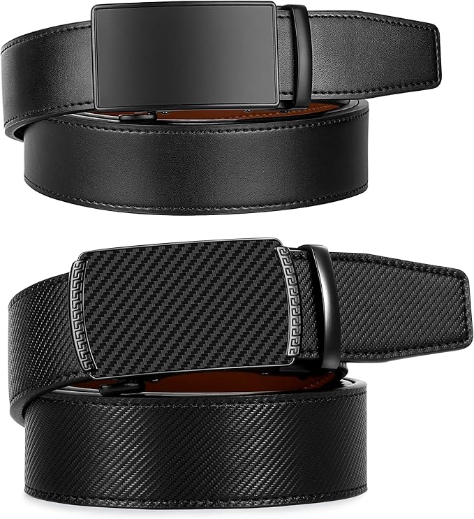 Zitahli Ratchet Belt for Men - 2 Packs Leather Mens belt For Gift Men Dress and Casual,Trim to Fit