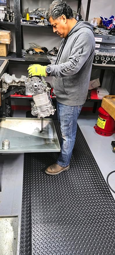 Rhino Mats, American Classic Diamond Anti-Fatigue Mats, Industrial Ergonomic Comfort Standing Mat for Work, Home, Garage, Office, Kitchen or Anywhere (Black 9/16" Thick, 4 FT. x 22 FT.)