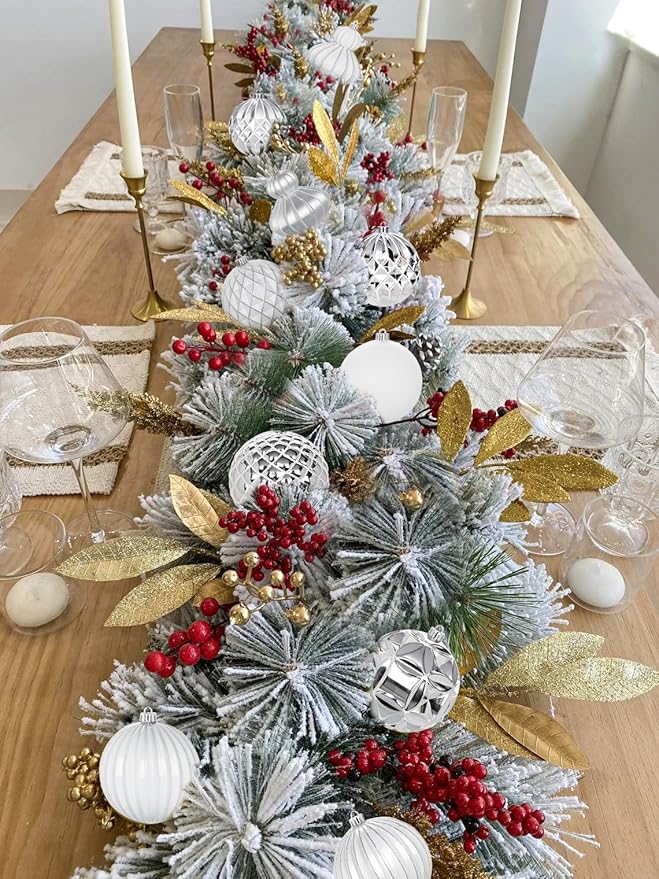 4" Christmas Ball Ornaments Set 12PCS Large Shatterproof Plastic Ornaments Christmas Tree Ball Hanging Ornaments for Xmas Tree Wedding Party Holiday Decorations - Silver, White