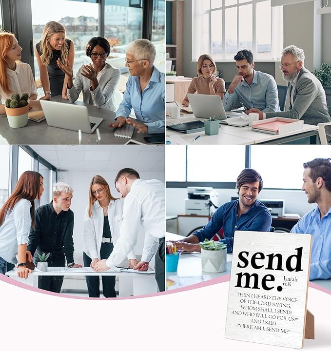 Bible Verses Decor, Christian Home Decor, Desk Signs for Office, Inspirational Desk Decorations, Christian Gifts, Coworker Gift, Encouragement Gift for Women Men Friend, Wooden Sign with Stand,8