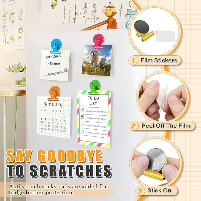 Grtard 24pack Magnetic Clips, Cute Magnet Clips for Fridge, Colorful Magnetic Clips Heavy Duty, Strong Magnetic Clip Magnets, No-Scratch Magnetic Clips for Refrigerator, Whiteboard, Locker, Classroom