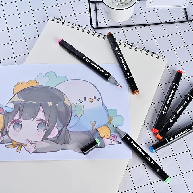 Dabo&Shobo 120 Color Alcohol Marker Pens, Bright Permanent Markers for Coloring, Markers For Adults Coloring Book, Wide Chisel and Fine Tip, Dual Tip Design, Equipped with Black Suitcase