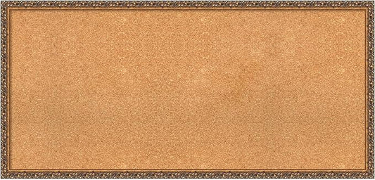 Amanti Art Natural Cork Board for Wall, 22x46 Vision Board with Bronze Frame, Oversize Corkboard Office Decor for Home Organization, Traditional Corkboard Pinboard to Display Items for Home