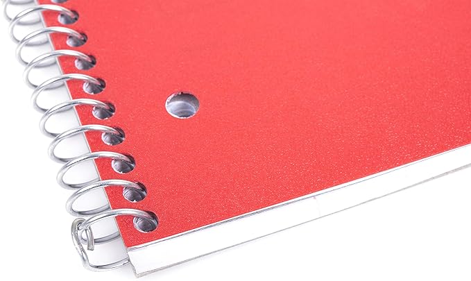 Mintra Office Durable Spiral Notebooks, 1 Subject, (Red, 4x4 Graph 1pk), 100 Sheets, Poly Pocket, Moisture Resistant Cover, School, Office, Business, Professional