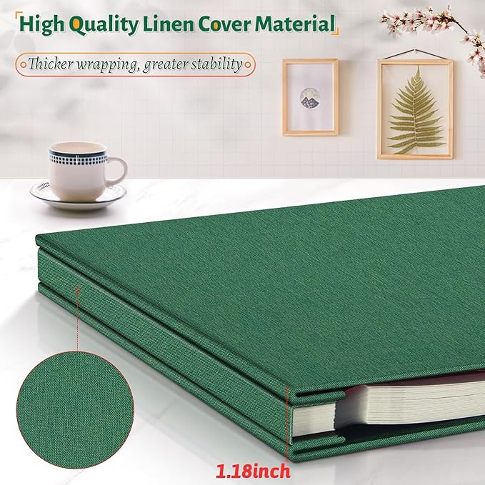 Photo Album Self Adhesive Scrapbook,60 Pages Large Photo Book for 4x6,5x7,8x10 Pictures,DIY Album for Baby Wedding Family Travel Birthday,with Metallic Pen and Scraper