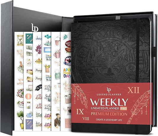 Legend Planner PRO Premium – Large Undated Weekly, Monthly & Budget Planner with Habit Tracker – Life Organizer for Time & Task Management, Goal Setting & Productivity – A4 size (Black)