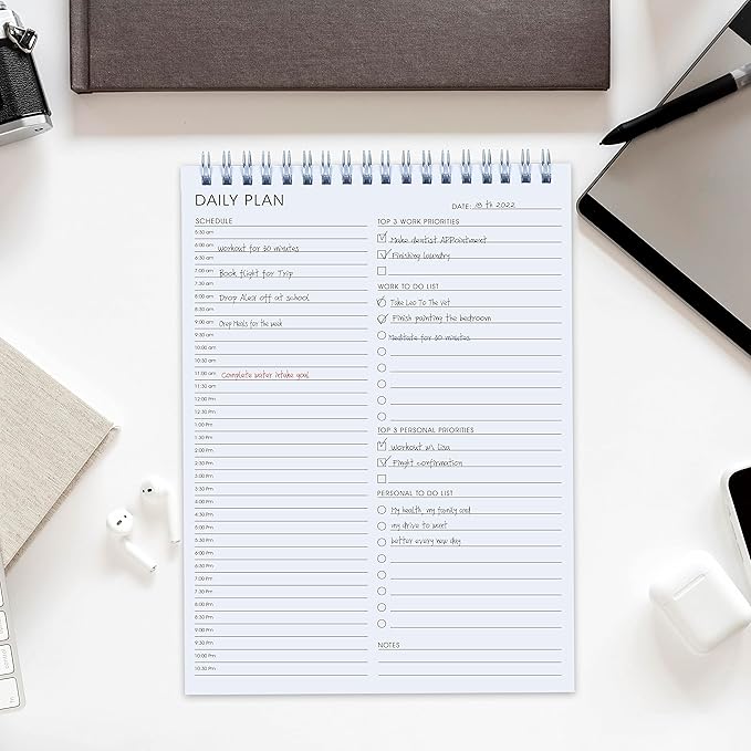Daily Shedule Planner Hourly Appointment Planner Personal Organizer with Work To-Do List, Priorities 6.5 x 9.8