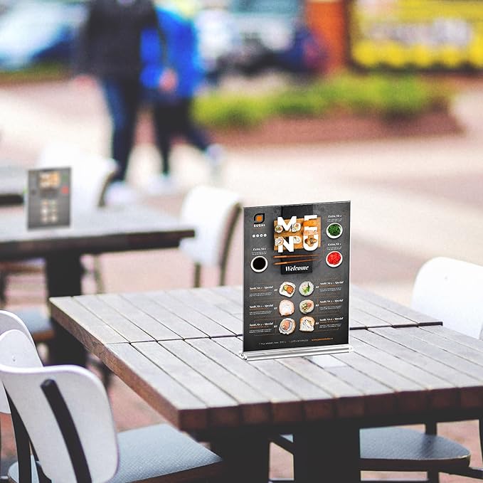 Acrylic Sign Holder Desktop Display Holder for Homes Restaurants Offices Shops (6 Pack 8.5x11 Clear)