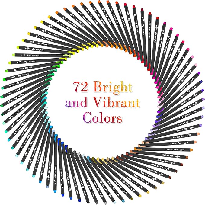 Tebik 80 Pack Planner Colored Pens, 72 Colors Drawing Pens with 8 Stencils, Fineliners for Journal Planner Note Calendar Writing Coloring, Drawing & Detailing School Office Art Supplies