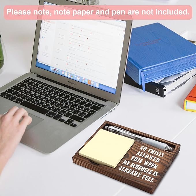 Funny Boss Gifts, Funny Home Office Desk Decor Boss's Day Gifts, Sticky Note Holder, Post-it Note Dispenser for Desk, Wooden Post-it Note & Pen Holder 6.5" x 4.7" - FTA105