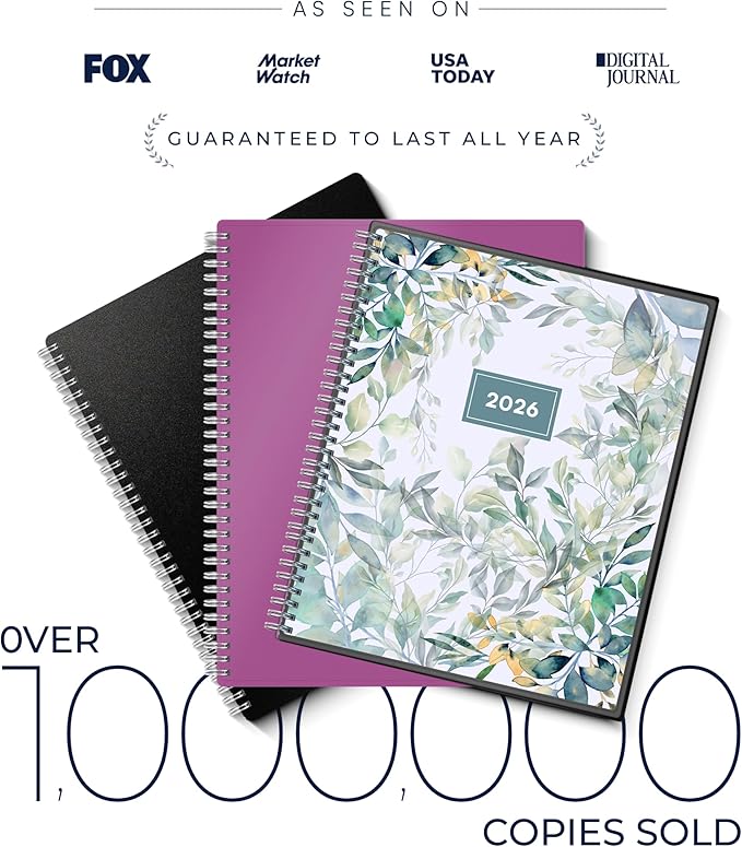 Ensight 2026 Appointment Book and Planner 8.5" x 11" Large Hourly Weekly Daily Schedule Planner with Tabs, 15 Minute Time Slots, Floral Calendar Organizer Jan 2026 – Dec 2026 Appointment Book - Floral