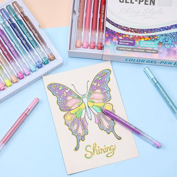 Glitter Gel Pens for Adult Coloring, 36 Colors Special Shining Multi Glitter Gel Pens Colored Set for Drawing, Doodling, Journaling & Creative Art Supplies