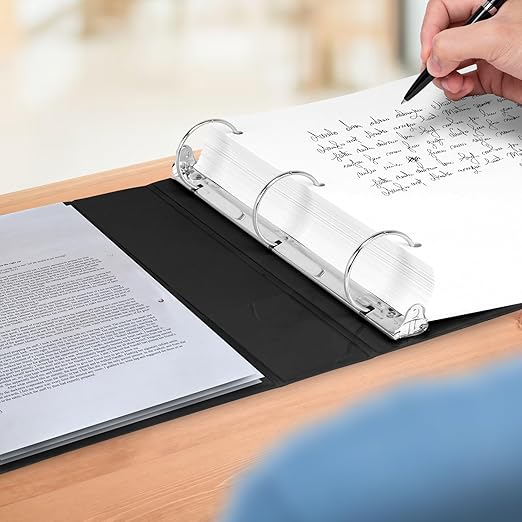 Samsill 2 Inch 3 Ring Binders, Made in USA, Economy Round Ring, Clear View Cover, 425 Sheet Capacity - for School, Home, Office - Black, 4 Pack