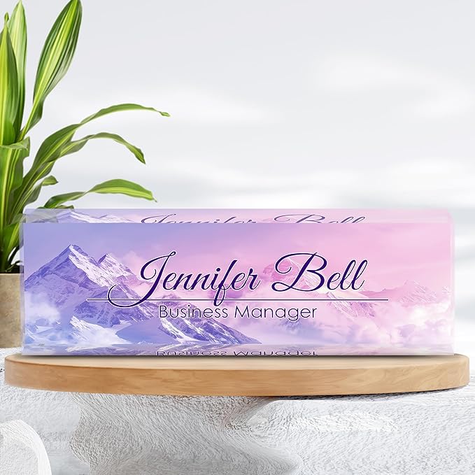 Personalized Name Plate for Desk, Custom Desk Name Plate, Acrylic Name Plate Office Desk Accessories, Personalized Office Gifts for Coworkers Teachers, Employee Appreciation Gifts (Himalayan)