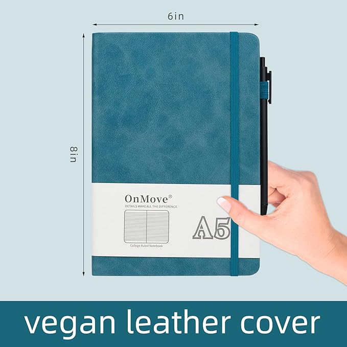 Notebooks Journal for Women Men 12 Pack Bulk Leather Hardcover with Pen Holder A5 160 Pages 100 GSM Thick Paper for Work School Lined Sky Blue