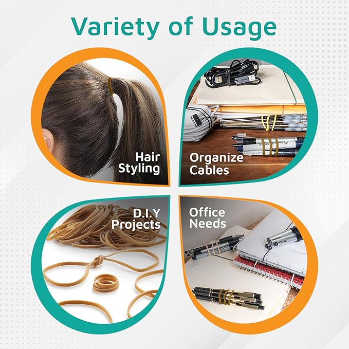 Plastic Mill Rubber Bands Thick Size #33 | Natural Durable RubberBands 100 Count /pack | 3 1/2 x 1/8" Multi-Purpose Band | Elastics large Long Rubber for Office Supply, File Folders, box, Books, gifts, Notebook|