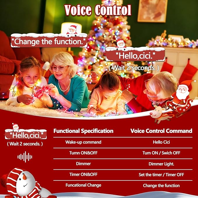 2025 New Voice Control 88ft 240LED Smart Christmas String Lights Outdoor/Indoor | String Lights with Remote, 12Modes, 7Voice Commands & Timers, Christmas Twinkle Light for Xmas Tree Decor (Multicolor)