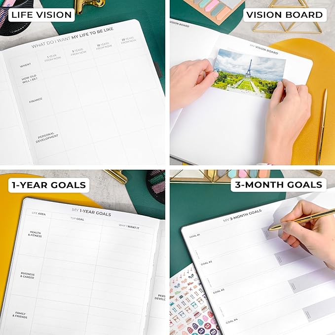 Clever Fox Planner Pro Premium – Luxurious Weekly & Monthly Planner with Budget Organizer for Productivity & Goals, Undated, A4 (Silver Black)