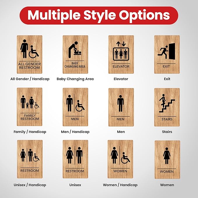Promot Baby Changing Area Restroom Sign – ADA Braille Bathroom Sign for Business, Self-Adhesive, 9" x 6", Commercial Door Signage, Office Wall Decor - Oak