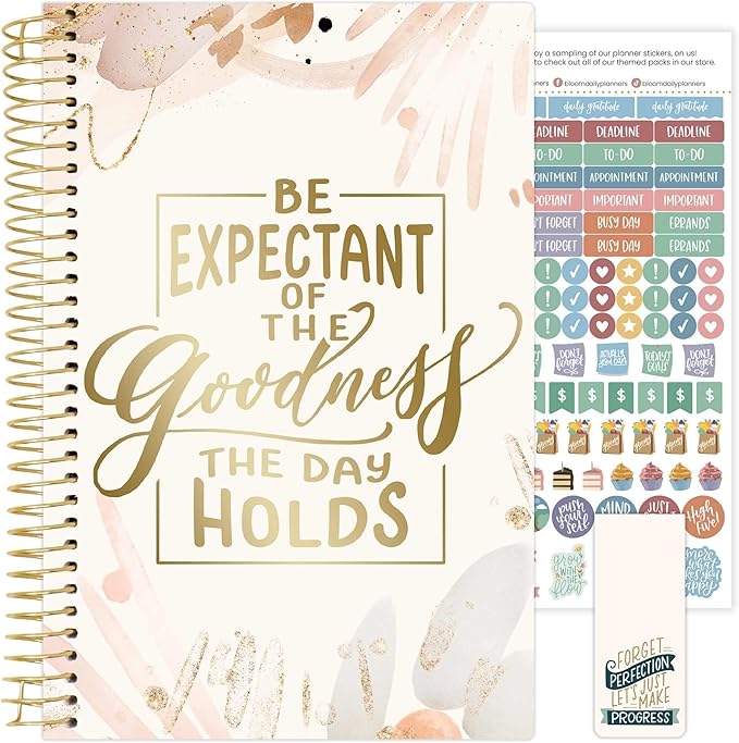 bloom daily planners 2025-2026 Academic Year Daily Planner (July 2025 - July 2026) - A5 Weekly & Monthly Calendar Agenda Organizer Book with Stickers - 5.5" x 8.25" - Moments of Grace