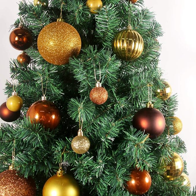 Bronze & Gold 2.5" Christmas Balls Christmas Tree Decoration Ornaments Shatterproof Hanging Balls for Birthday Halloween Holiday Wedding Decorations Set of 24pcs