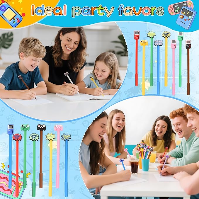 50 PCS Video Game Cartoon Cute Fun Pens Kawaii Games Handle Level Up Games Console Shape Gel Black Ink Pen Cute Video Game Pens for Office Home Present