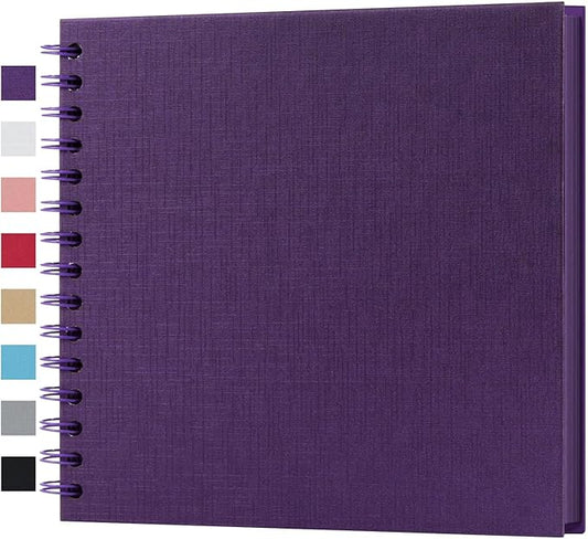 potricher 8 x 8 Inch DIY Scrapbook Album 40 Pages Hardcover Kraft Paper Scrap Book Photo Albums Memory Book for Wedding and Anniversary Family (Purple, 8 Inch)