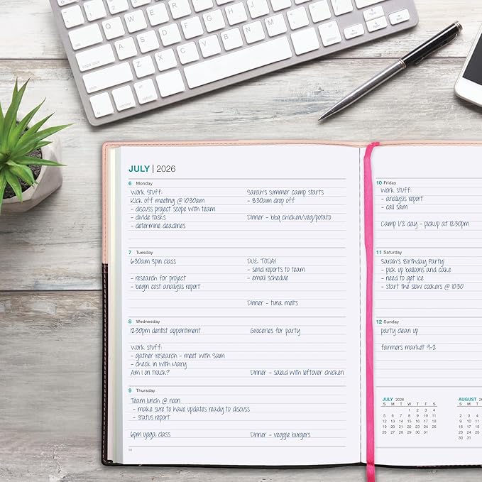 2026 Planner Calendar, 8"x10" : Includes 14 Months (November 2025 - December 2026) / 2026 Weekly Planner/Weekly Agenda/Monthly Calendar Organizer (Pink/Black)