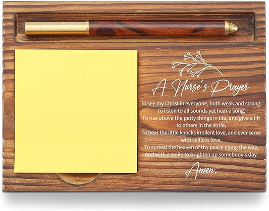 Nurse Prayer Sticky Note Holder, Inspirational Nurse Appreciation Gift, Healthcare Office Desk Organizer, Thank You Desk Accessory for Nurses TZP128