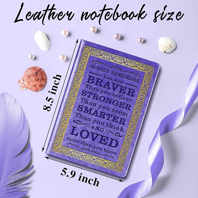 Purple A5 Lined Leather Journal Notebook,Inspirational Leather Journal Notebook for Men Women,200 Pages 100 Gsm Thick Ruled Paper Daily Diary for School,Travel,Business,Work (Purple)