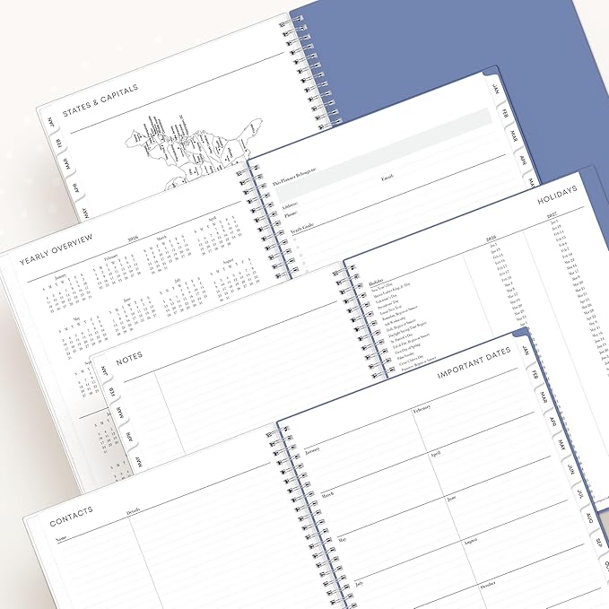 Blue Sky 2026 Weekly and Monthly Planner Calendar, January 2026 - December 2026, 8.5" x 11", Flexible Cover, Laminated Tabs, Durable Twin Wire Binding, Storage Pocket, Lindley