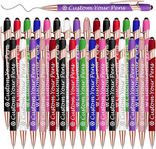 Amlion Personalized Custom Pens with Name Engraved Logo Text,30 Customized Writing Stylus Pen Promotional Item Gift for Men Women Office Business Wedding-Assorted