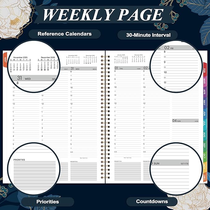2026 Appointment Book - Weekly Appointment Book 2026, Jan 2026 - Dec 2026, 2026 Planner, 8" x 10", Planner 2026 with Tab, Half Hour (30 Mins) Interval