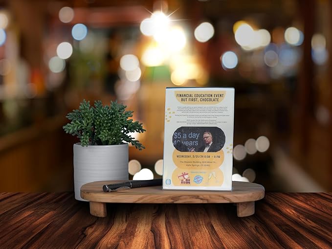 Dazzling Displays Clear Acrylic Sign Holder 4 x 6 - Clear Slanted Sign Holder - Premium Acrylic Sign Holder for Office, Retail, Tradeshow and Home Use (3-Pack)