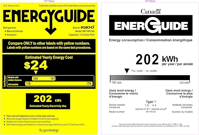 Igloo 1.6 Cu.Ft. Compact Refrigerator, Adjustable Thermostat, Glass Shelves, Includes Scraper, Ice Cube Freezer Drip Tray, Platinum