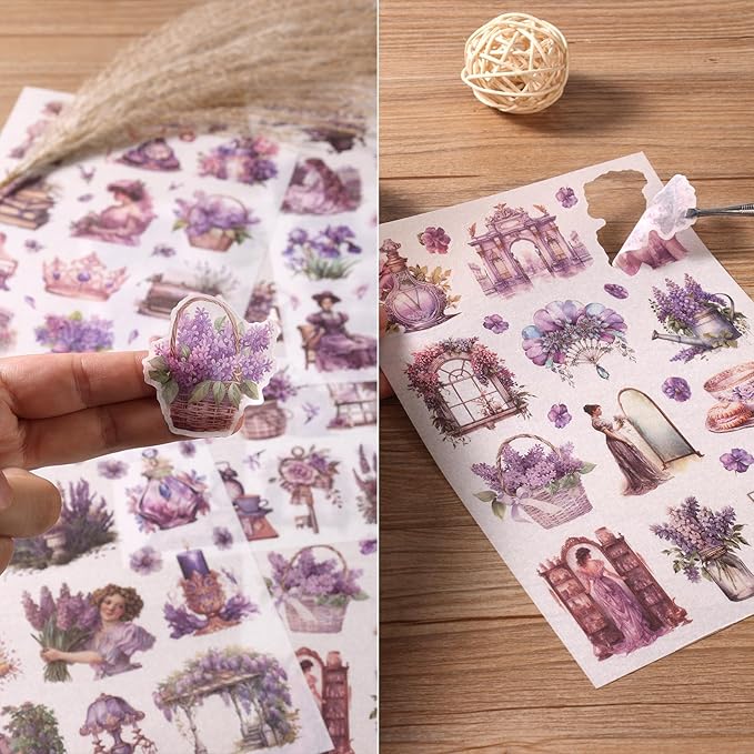 Vintage Ephemera Sticker 24 Sheets precut 300 washi Stickers Paper Girls Journal Stickers for Adults Junk Journal Sticker Book Scrapbooking Supplies