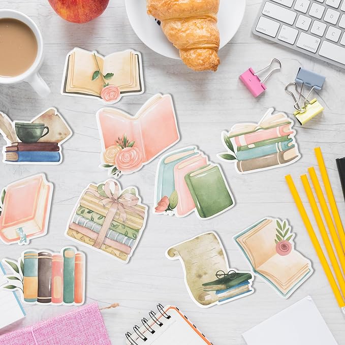 Xqumoi 30 Pack Book Lover Sticky Notes - Book Club Self Sticky Notepads Cute Writing Memo Pads for Back to School Office Supplies Teacher Appreciation Librarian Bookish Gift Birthday Party Favors