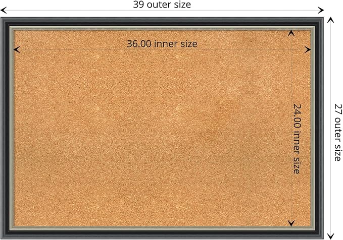 Amanti Art Natural Cork Board for Wall, 27x39 Vision Board with Black Wood Frame, Large Corkboard Office Decor for Home Organization, Modern Contemporary Corkboard Pinboard to display items for home